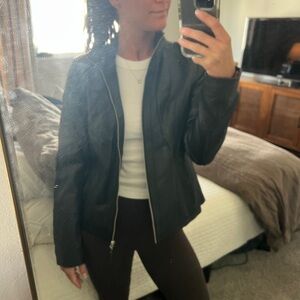 Elegant Black Leather Jacket for Women